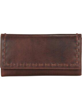 Stylish Leather Wallet with RFID Protection, Dark Mahogany, Laced Design